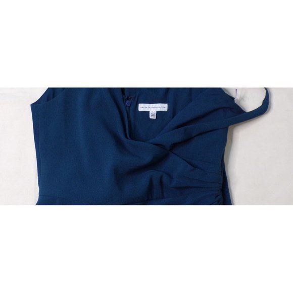 🆕 DRESS THE POPULATION Sam Ruched Jumpsuit Peacock Blue Large 10-12 - Picture 8 of 8
